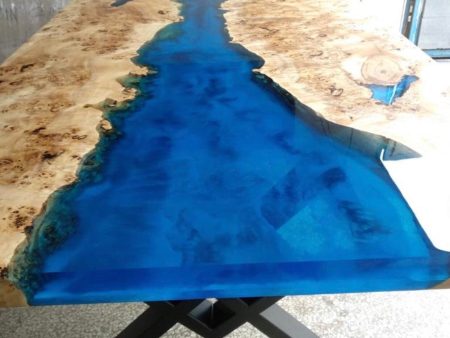 Blue Epoxy Table, Custom 80” x 40” Poplar Wood Blue River Table, River Epoxy Dining Table, Live Edge Table, Custom Order for Kimberly Hot on Sale