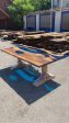 Handmade Epoxy Table, Epoxy Table, Epoxy Dining Table, Custom 84” x 42” Walnut Transparent Sky Blue Dining Table, Custom Order for Brian P Online Hot Sale