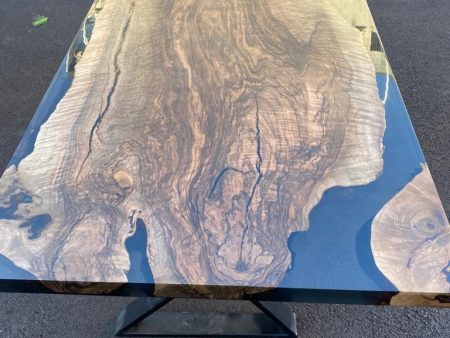 Walnut Dining Table, Live Edge Table, River Table, Custom 78” x 36” Walnut Smokey Gray Table, Epoxy Dining Table, Custom Order for Rumana Sale