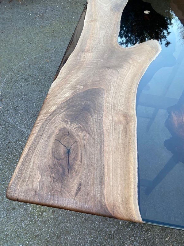 Epoxy Table, Epoxy Dining Tabletop, Walnut Table top, Custom 48” x 36” Walnut Smoke Gray Epoxy River Table Top Order for Matt H Online now