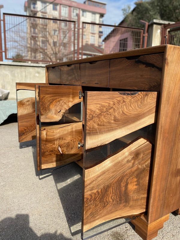 Custom Epoxy Console, 60” x 16” x 36” Wood Epoxy Resin Credenza, Walnut Epoxy Epoxy Credenza, Dining Room Sideboard for Kelly O Online now