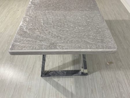 Custom 77”x 42” Metallic Dark Pearl White Epoxy Table Order for Cha For Sale