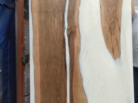 Custom 83 x 44  Walnut Pearl White Epoxy Table, Walnut Table, Epoxy Resin Table, Epoxy Dining Table, Live Edge Table for Kim For Cheap