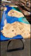 Blue Epoxy Table, Live Edge Table, Custom 74  x 24  Poplar Island Blue, Teal Turquoise, Green River Epoxy Table, Custom Order for Henry on Sale